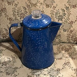 Vintage Blue Speckled Coffee Percolator